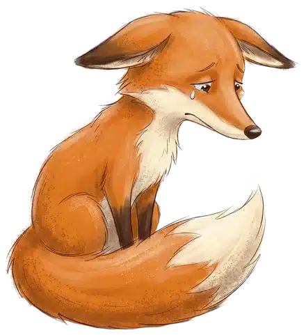 Sleepy Fox kijkt verdrietig