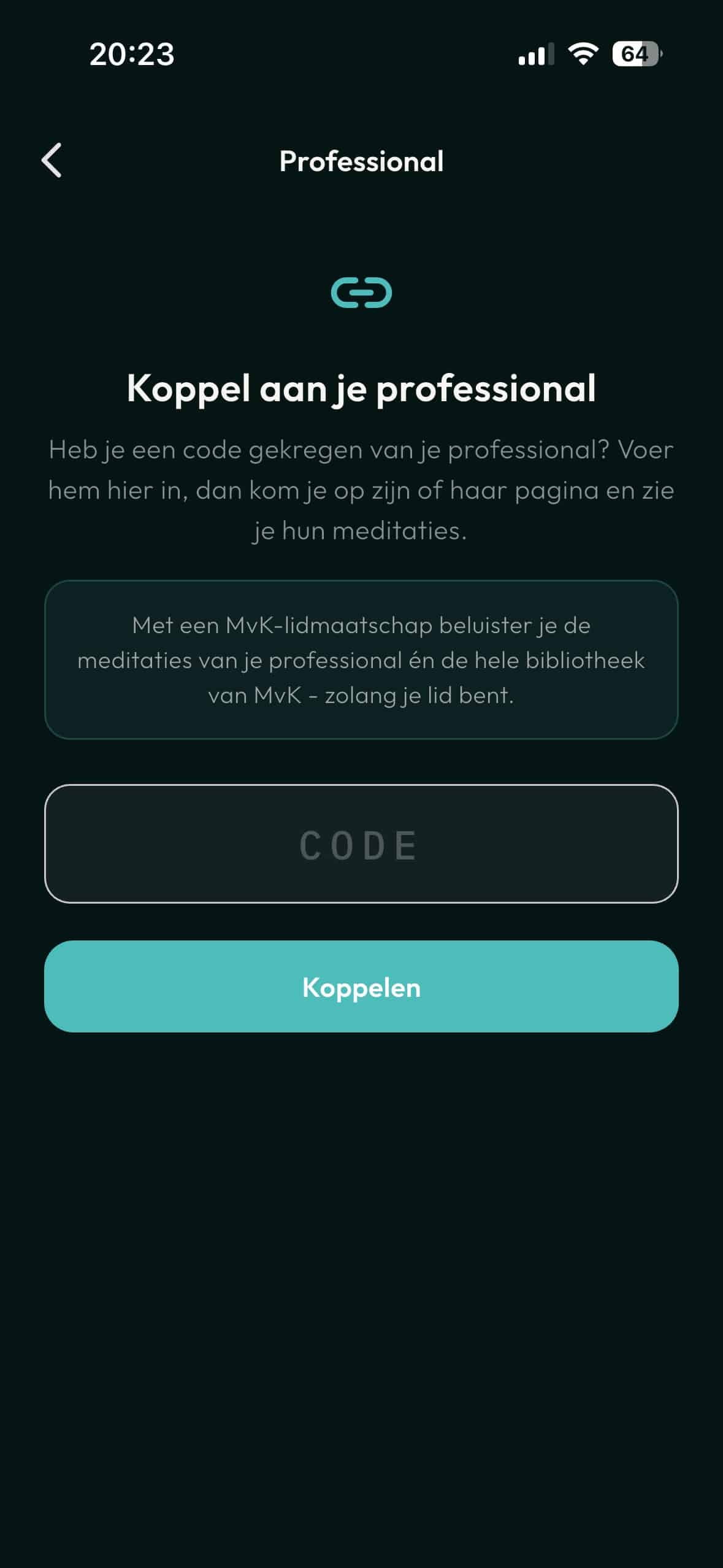 Koppelen aan je professional in de app