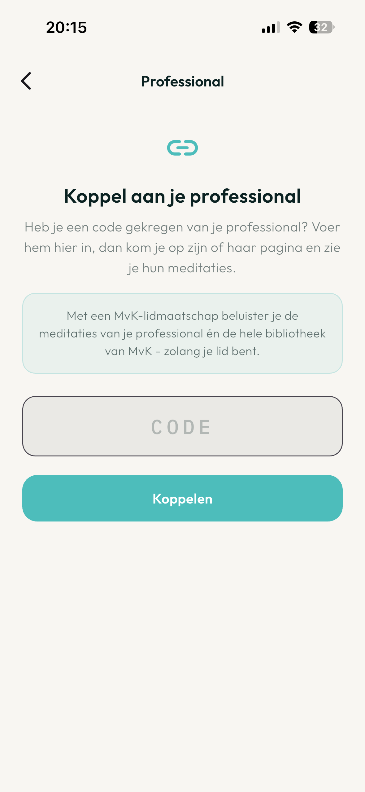 Koppelen aan je professional in de app