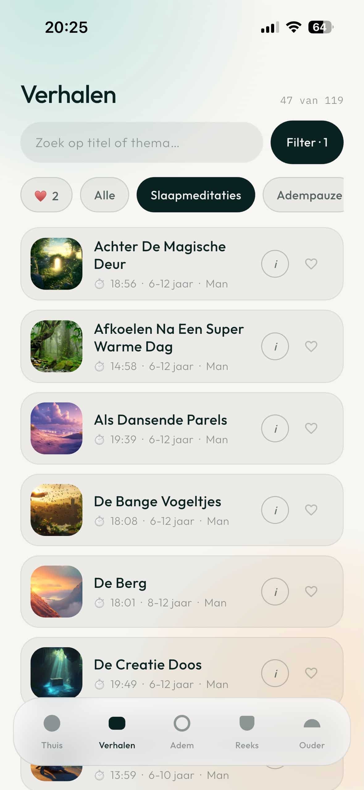 Speler met een slaapmeditatie