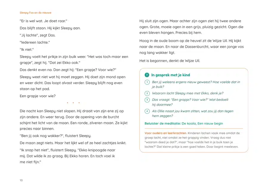 Een pagina uit het boek met de vragen na een hoofdstuk